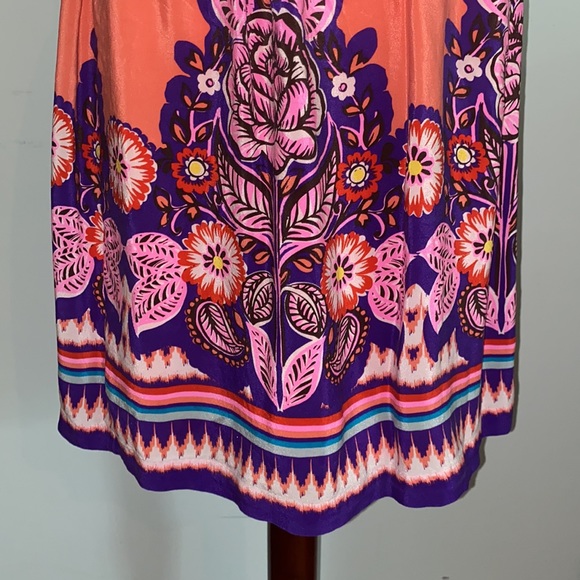 Edme & Esyllte Anthro Phosphorescence Silk Coral Pink Purple Paisley Skirt - 6 - Picture 4 of 12